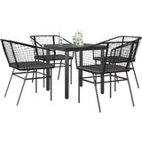 vidaXL 5-dijelni vrtni blagovaonski set s jastucima od crnog | shoptok.hr