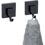 Wenko Črni plastični obešalniki v kompletu 2 ks z namestitvijo brez vrtanja Quadro – | Shoptok.si
