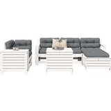  7-dijelni set vrtnih sofa bijeli od masivne borovine Cijene