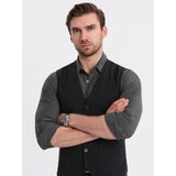 Ombre Fitted structured men's vest with patch pockets - black | Shoptok.si