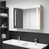 Maison Chic LED Kopalniška omarica - Kopalniški kabinet z ogledalom 89x14x62 cm hrast, (21794868) | Shoptok.si