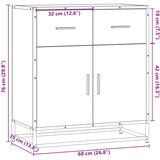  Komoda boja hrasta 68x35x76 cm konstruirano drvo | shoptok.hr