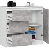 AKORD Jerry Komoda, 1 Vrata In 3 Predali, Bela/Beton, (5000332391) | Shoptok.si