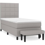 Box spring krevet s madracem svjetlosivi 90x190 cm od tkanine | shoptok.hr