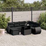  8-dijelni set vrtnih sofa od poliratana s jastucima crni | shoptok.hr