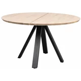 Rowico Okrogla jedilna miza s hrastovo mizno ploščo v naravni barvi ø 130 cm Carradale –
