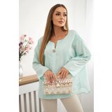 Kesi Włoski Shirt blouse with an embroidered pattern mint Cijene