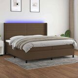  Krevet box spring s madracem LED tamnosmeđi 200x200 cm tkanina | shoptok.hr