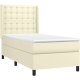  Krevet box spring s madracem LED krem 90x190 cm od umjetne kože - Krema 90 x 190 cm gumbi | shoptok.hr