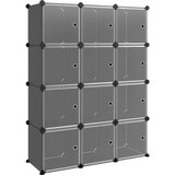  Kockasti organizator za pohranu s 12 kocki i vratima crni PP | shoptok.hr