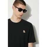 MAISON KITSUNÉ Pamučna majica Chillax Fox Patch Regular Tee Shirt za muškarce, boja: crna, s aplikacijom, LM00110KJ0008