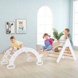  Leseno plezalo 4 v 1 s toboganom, plezalnim lokom ter plezalnim okvirjem z dvostransko rampo, belo | Shoptok.si