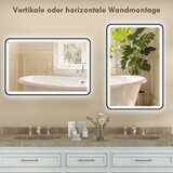  LED kupaonsko ogledalo 90 x 60 cm svjetla 3 boje prigušljivo memorijska funkcija horizontalno i vertikalno crno | shoptok.hr