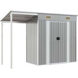 vidaXL Vrtna lopa z nadstreškom svetlo siva 277x110,5x181 cm jeklo | Shoptok.si