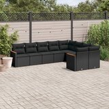 Maison Chic Seti vrtnega pohištva - Vrtna garnitura - Vrtni pohištvo set 9-delna z blazinami črn poli ratan, (21806198) | Shoptok.si