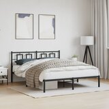  Metalni okvir za krevet s uzglavljem crni 150x200 cm | shoptok.hr