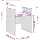 vidaXL 5-dijelni set za objedovanje u vrtu s jastučićima, siva poli ratan, vrtni stol, crn 160x80x73 cm od kaljenog stakla | shoptok.hr