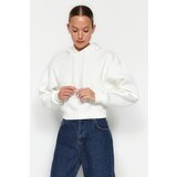 Trendyol Thick Ecru, Fleece Inside, Hoodie. Relaxed-Cut Crop Basic Knitted Sweatshirt | shoptok.hr