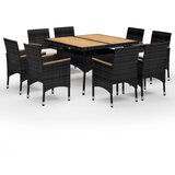  The Living Store Vrtna jedilna garnitura 9-delna poli ratan in trden les črna - Vrtna Jedilna Garnitura, (21446041) | Shoptok.si