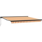 vidaXL Zložljiva tenda rumena in bela 4,5x3 m blago in aluminij | Shoptok.si