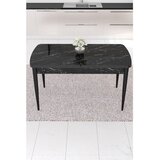Hanah home trpezarijski sto na razvlačenje Are, 132 × 80 cm (razvučen 170 cm), ploča u dekoru crnog mermera, crne noge | Eponuda.com
