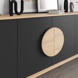 Marckeric Crna/u prirodnoj boji niska komoda u dekoru hrasta 180x82 cm Vae – | shoptok.hr