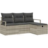 4-delni vrtni kavčni set z vzglavniki Svetlo siva poli ratan | Shoptok.si