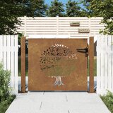 vidaXL Vrtna vrata 105x80 cm Corten jeklo dizajn drevesa cene