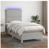  Krevet box spring s madracem LED svjetlosivi 90x200 cm tkanina | shoptok.hr