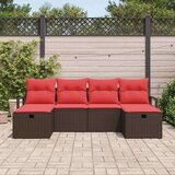  Kavčna garnitura z blazino 6 pcs Rjava in rdeča poli ratan, (5000138400) | Shoptok.si