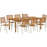 vidaXL 9-delna vrtna jedilna garnitura Bež Poli Rattan Acacia | Shoptok.si