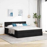 vidaXL Otomanski posteljni okvir z vzmetnico črn 160x200 cm blago | Shoptok.si