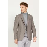 ALTINYILDIZ CLASSICS Men's Brown-Blue Slim Fit Slim Fit Mono Collar Patterned Woolen Jacket