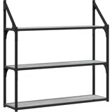 vidaXL Stenska polica 3-nadstropna siva sonoma 80x21x78,5 cm inž. les | Shoptok.si