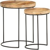 vidaXL 2-dijelni set stolića za kavu od masivnog drva manga i čelika | shoptok.hr