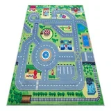 BAMBINO 9028 pralna preproga Mesto, ulice za otroke protizdrsna - zelena / siva 80x150 cm, (5000174753)