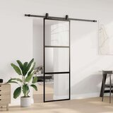  Klizna vrata s priborom crna 76 x 205 cm kaljeno staklo | shoptok.hr