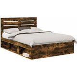 vidaXL Konstrukcija postelje z vzglavjem Dimljeni oreh 150 x 200 cm, (5000102946) | Shoptok.si