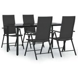 5-dijelni vrtni blagovaonski set od poliratana crni | shoptok.hr