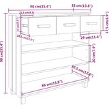  Konzolni stol HAMAR boja meda 90x35x90 cm od masivne borovine | shoptok.hr