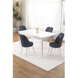 Hanah home trpezarijski set Pir, sto i 4 stolice, bela ploča, dimno siva tkanina Babyface | Eponuda.com