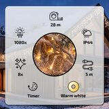 Brilagi LED spoljni božićni niz 1080xLED/8 funkcija 33m IP44 topla bela u obliku ledenica | Eponuda.com
