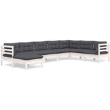 Maison Chic Seti vrtnega pohištva - Vrtna garnitura - Vrtni pohištvo set 8-delna z blazinami bela borovina, (21800933) | Shoptok.si
