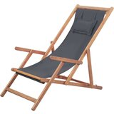  Zložljiv stol za na plažo blago in lesen okvir sive barve, (20660639) Cene