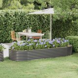 vidaXL visoka greda iz prašno premazanega jekla 249x100x36 cm siva | Shoptok.si