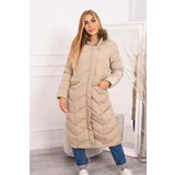 Kesi Quilted winter jacket with a hood beige