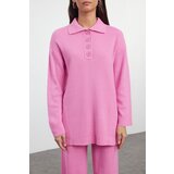 Trendyol Pink Polo Neck Twill Knitwear Bottom-Top Set | Shoptok.si