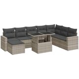 Maison Chic Seti vrtnega pohištva - Vrtna garnitura - Vrtni pohištvo set 9-delna z blazinami sv. siv poli ratan, (21797143) | Shoptok.si
