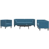 vidaXL Chesterfield garnitura od 3 dijela s jastucima plava baršunasta - Plava 3 | shoptok.hr