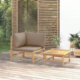 The Living Store Vrtna sedežna garnitura 2-delna s taupe blazinami bambus - Vrtna Sedežna Garnitura, (21481148) | Shoptok.si